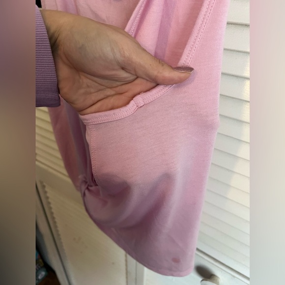 Yogalicious Tie front crop top-Pink-Medium Yoga Activewear Soft flowy casual - Picture 5 of 6